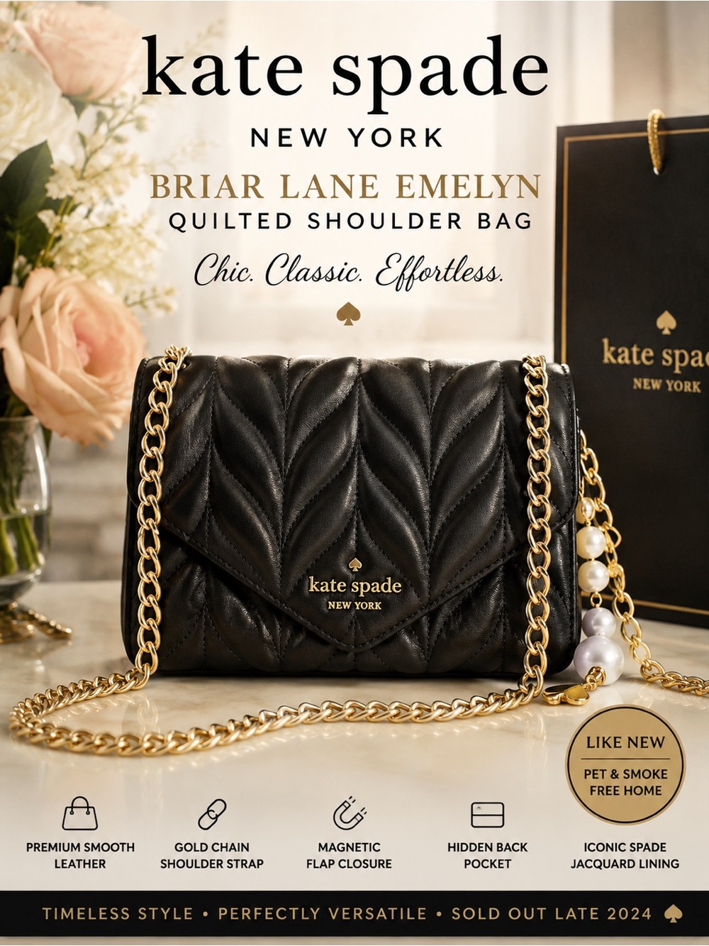 Kate‎ Spade Briar Lane Leather Quilted Emelyn Mini Shoulder Bag or Crossbody